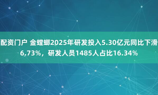 配资门户 金螳螂2025年研发投入5.30亿元同比下滑6.73%，研发人员1485人占比16.34%